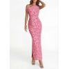imagePRETTYGARDEN Womens Floral One Shoulder Maxi Dress 2026 Summer Spring Bodycon Ruched Side Slit Elegant Cocktail Party DressesPink