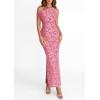 imagePRETTYGARDEN Womens Floral One Shoulder Maxi Dress 2026 Summer Spring Bodycon Ruched Side Slit Elegant Cocktail Party DressesPink