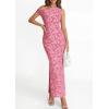 imagePRETTYGARDEN Womens Floral One Shoulder Maxi Dress 2026 Summer Spring Bodycon Ruched Side Slit Elegant Cocktail Party DressesPink