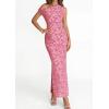 imagePRETTYGARDEN Womens Floral One Shoulder Maxi Dress 2026 Summer Spring Bodycon Ruched Side Slit Elegant Cocktail Party DressesPink
