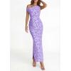 imagePRETTYGARDEN Womens Floral One Shoulder Maxi Dress 2026 Summer Spring Bodycon Ruched Side Slit Elegant Cocktail Party DressesPurple