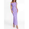imagePRETTYGARDEN Womens Floral One Shoulder Maxi Dress 2026 Summer Spring Bodycon Ruched Side Slit Elegant Cocktail Party DressesPurple