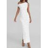 imagePRETTYGARDEN Womens Floral One Shoulder Maxi Dress 2026 Summer Spring Bodycon Ruched Side Slit Elegant Cocktail Party DressesWhite