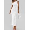 imagePRETTYGARDEN Womens Floral One Shoulder Maxi Dress 2026 Summer Spring Bodycon Ruched Side Slit Elegant Cocktail Party DressesWhite
