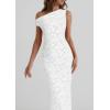 imagePRETTYGARDEN Womens Floral One Shoulder Maxi Dress 2026 Summer Spring Bodycon Ruched Side Slit Elegant Cocktail Party DressesWhite