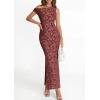 imagePRETTYGARDEN Womens Floral One Shoulder Maxi Dress 2026 Summer Spring Bodycon Ruched Side Slit Elegant Cocktail Party DressesWine Red