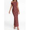 imagePRETTYGARDEN Womens Floral One Shoulder Maxi Dress 2026 Summer Spring Bodycon Ruched Side Slit Elegant Cocktail Party DressesWine Red