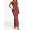 imagePRETTYGARDEN Womens Floral One Shoulder Maxi Dress 2026 Summer Spring Bodycon Ruched Side Slit Elegant Cocktail Party DressesWine Red