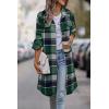 imagePRETTYGARDEN Womens Plaid Shacket Jacket Fall Fashion 2026 Long Sleeve Button Up Flannel Shirt Winter Clothing Woolen CoatsDark Green