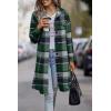 imagePRETTYGARDEN Womens Plaid Shacket Jacket Fall Fashion 2026 Long Sleeve Button Up Flannel Shirt Winter Clothing Woolen CoatsDark Green