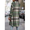 imagePRETTYGARDEN Womens Plaid Shacket Jacket Fall Fashion 2026 Long Sleeve Button Up Flannel Shirt Winter Clothing Woolen CoatsGreen