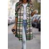 imagePRETTYGARDEN Womens Plaid Shacket Jacket Fall Fashion 2026 Long Sleeve Button Up Flannel Shirt Winter Clothing Woolen CoatsGreen
