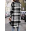 imagePRETTYGARDEN Womens Plaid Shacket Jacket Fall Fashion 2026 Long Sleeve Button Up Flannel Shirt Winter Clothing Woolen CoatsGrey