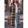 imagePRETTYGARDEN Womens Plaid Shacket Jacket Fall Fashion 2026 Long Sleeve Button Up Flannel Shirt Winter Clothing Woolen CoatsNavy