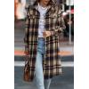 imagePRETTYGARDEN Womens Plaid Shacket Jacket Fall Fashion 2026 Long Sleeve Button Up Flannel Shirt Winter Clothing Woolen CoatsNavy