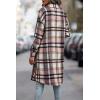 imagePRETTYGARDEN Womens Plaid Shacket Jacket Fall Fashion 2026 Long Sleeve Button Up Flannel Shirt Winter Clothing Woolen CoatsPink