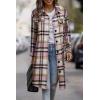 imagePRETTYGARDEN Womens Plaid Shacket Jacket Fall Fashion 2026 Long Sleeve Button Up Flannel Shirt Winter Clothing Woolen CoatsPink