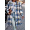 imagePRETTYGARDEN Womens Plaid Shacket Jacket Fall Fashion 2026 Long Sleeve Button Up Flannel Shirt Winter Clothing Woolen CoatsPlaid Blue White