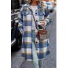 imagePRETTYGARDEN Womens Plaid Shacket Jacket Fall Fashion 2026 Long Sleeve Button Up Flannel Shirt Winter Clothing Woolen CoatsPlaid Blue White