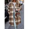 imagePRETTYGARDEN Womens Plaid Shacket Jacket Fall Fashion 2026 Long Sleeve Button Up Flannel Shirt Winter Clothing Woolen CoatsPlaid Brown
