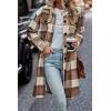 imagePRETTYGARDEN Womens Plaid Shacket Jacket Fall Fashion 2026 Long Sleeve Button Up Flannel Shirt Winter Clothing Woolen CoatsPlaid Brown