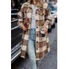 imagePRETTYGARDEN Womens Plaid Shacket Jacket Fall Fashion 2026 Long Sleeve Button Up Flannel Shirt Winter Clothing Woolen CoatsPlaid Brown