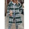 imagePRETTYGARDEN Womens Plaid Shacket Jacket Fall Fashion 2026 Long Sleeve Button Up Flannel Shirt Winter Clothing Woolen CoatsPlaid Dark Green