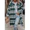 imagePRETTYGARDEN Womens Plaid Shacket Jacket Fall Fashion 2026 Long Sleeve Button Up Flannel Shirt Winter Clothing Woolen CoatsPlaid Dark Green