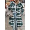 imagePRETTYGARDEN Womens Plaid Shacket Jacket Fall Fashion 2026 Long Sleeve Button Up Flannel Shirt Winter Clothing Woolen CoatsPlaid Dark Green