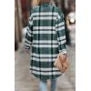 imagePRETTYGARDEN Womens Plaid Shacket Jacket Fall Fashion 2026 Long Sleeve Button Up Flannel Shirt Winter Clothing Woolen CoatsPlaid Dark Green