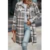 imagePRETTYGARDEN Womens Plaid Shacket Jacket Fall Fashion 2026 Long Sleeve Button Up Flannel Shirt Winter Clothing Woolen CoatsPlaid Grey