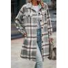 imagePRETTYGARDEN Womens Plaid Shacket Jacket Fall Fashion 2026 Long Sleeve Button Up Flannel Shirt Winter Clothing Woolen CoatsPlaid Grey