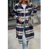 imagePRETTYGARDEN Womens Plaid Shacket Jacket Fall Fashion 2026 Long Sleeve Button Up Flannel Shirt Winter Clothing Woolen CoatsPlaid Navy