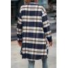 imagePRETTYGARDEN Womens Plaid Shacket Jacket Fall Fashion 2026 Long Sleeve Button Up Flannel Shirt Winter Clothing Woolen CoatsPlaid Navy