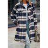 imagePRETTYGARDEN Womens Plaid Shacket Jacket Fall Fashion 2026 Long Sleeve Button Up Flannel Shirt Winter Clothing Woolen CoatsPlaid Navy