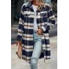 imagePRETTYGARDEN Womens Plaid Shacket Jacket Fall Fashion 2026 Long Sleeve Button Up Flannel Shirt Winter Clothing Woolen CoatsPlaid Navy