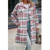 imagePRETTYGARDEN Womens Plaid Shacket Jacket Fall Fashion 2026 Long Sleeve Button Up Flannel Shirt Winter Clothing Woolen CoatsPlaid Pink