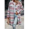 imagePRETTYGARDEN Womens Plaid Shacket Jacket Fall Fashion 2026 Long Sleeve Button Up Flannel Shirt Winter Clothing Woolen CoatsPlaid Pink