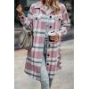 imagePRETTYGARDEN Womens Plaid Shacket Jacket Fall Fashion 2026 Long Sleeve Button Up Flannel Shirt Winter Clothing Woolen CoatsPlaid Pink