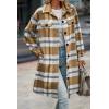 imagePRETTYGARDEN Womens Plaid Shacket Jacket Fall Fashion 2026 Long Sleeve Button Up Flannel Shirt Winter Clothing Woolen CoatsPlaid Yellow