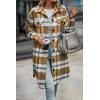 imagePRETTYGARDEN Womens Plaid Shacket Jacket Fall Fashion 2026 Long Sleeve Button Up Flannel Shirt Winter Clothing Woolen CoatsPlaid Yellow