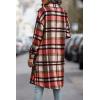 imagePRETTYGARDEN Womens Plaid Shacket Jacket Fall Fashion 2026 Long Sleeve Button Up Flannel Shirt Winter Clothing Woolen CoatsRed