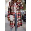imagePRETTYGARDEN Womens Plaid Shacket Jacket Fall Fashion 2026 Long Sleeve Button Up Flannel Shirt Winter Clothing Woolen CoatsRed