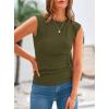 imagePRETTYGARDEN Womens Ribbed Tank Tops 2026 Summer Cap Sleeve Slim Fitted Knit Basic Casual Tee Shirts Trendy Fashion ClothesArmy Green