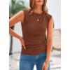 imagePRETTYGARDEN Womens Ribbed Tank Tops 2026 Summer Cap Sleeve Slim Fitted Knit Basic Casual Tee Shirts Trendy Fashion ClothesBrown