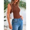 imagePRETTYGARDEN Womens Ribbed Tank Tops 2026 Summer Cap Sleeve Slim Fitted Knit Basic Casual Tee Shirts Trendy Fashion ClothesBrown
