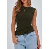 imagePRETTYGARDEN Womens Ribbed Tank Tops 2026 Summer Cap Sleeve Slim Fitted Knit Basic Casual Tee Shirts Trendy Fashion ClothesDark Army Green