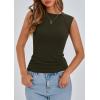 imagePRETTYGARDEN Womens Ribbed Tank Tops 2026 Summer Cap Sleeve Slim Fitted Knit Basic Casual Tee Shirts Trendy Fashion ClothesDark Army Green