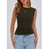 imagePRETTYGARDEN Womens Ribbed Tank Tops 2026 Summer Cap Sleeve Slim Fitted Knit Basic Casual Tee Shirts Trendy Fashion ClothesDark Army Green