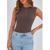 imagePRETTYGARDEN Womens Ribbed Tank Tops 2026 Summer Cap Sleeve Slim Fitted Knit Basic Casual Tee Shirts Trendy Fashion ClothesDark Coffee